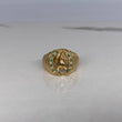 Anillo Caballo Herradura 8.75gr / T10 1/4 Circones Blancos Verdes  Oro Amarillo$