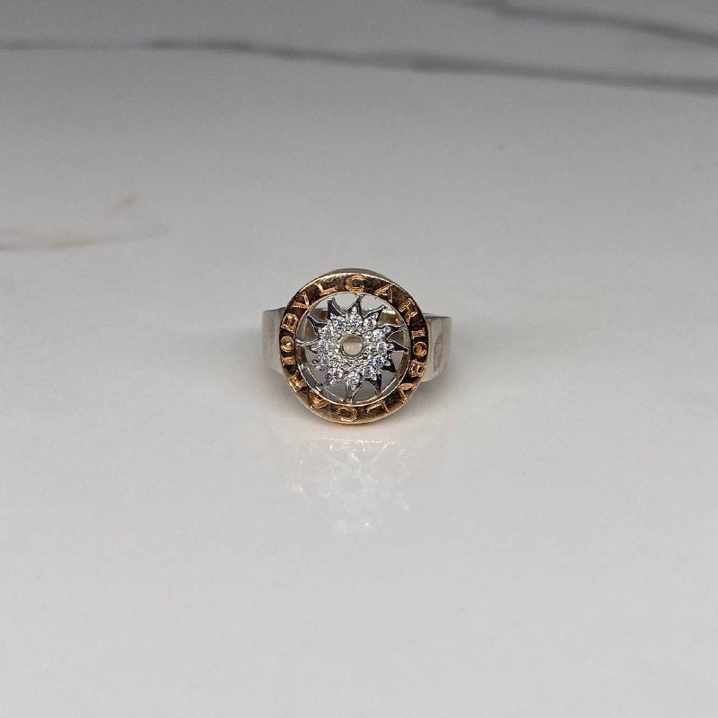 Anillo BV 11gr / T7 3/4 Circones Blancos  Dos Oros Blanco Rosa$