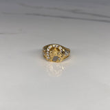 Anillo Caballo Herradura 6.15gr / T9 3/4 Circones Blancos  Dos Oros Amarillo Blanco$