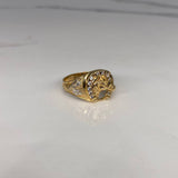 Anillo Caballo Herradura 6.15gr / T9 3/4 Circones Blancos  Dos Oros Amarillo Blanco$