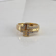 Anillo Cruz 4.6gr / T8 3/4 Circones Blancos Oro Amarillo$