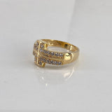 Anillo Cruz 4.6gr / T8 3/4 Circones Blancos Oro Amarillo$
