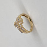 Anillo Cruz 4.6gr / T8 3/4 Circones Blancos Oro Amarillo$
