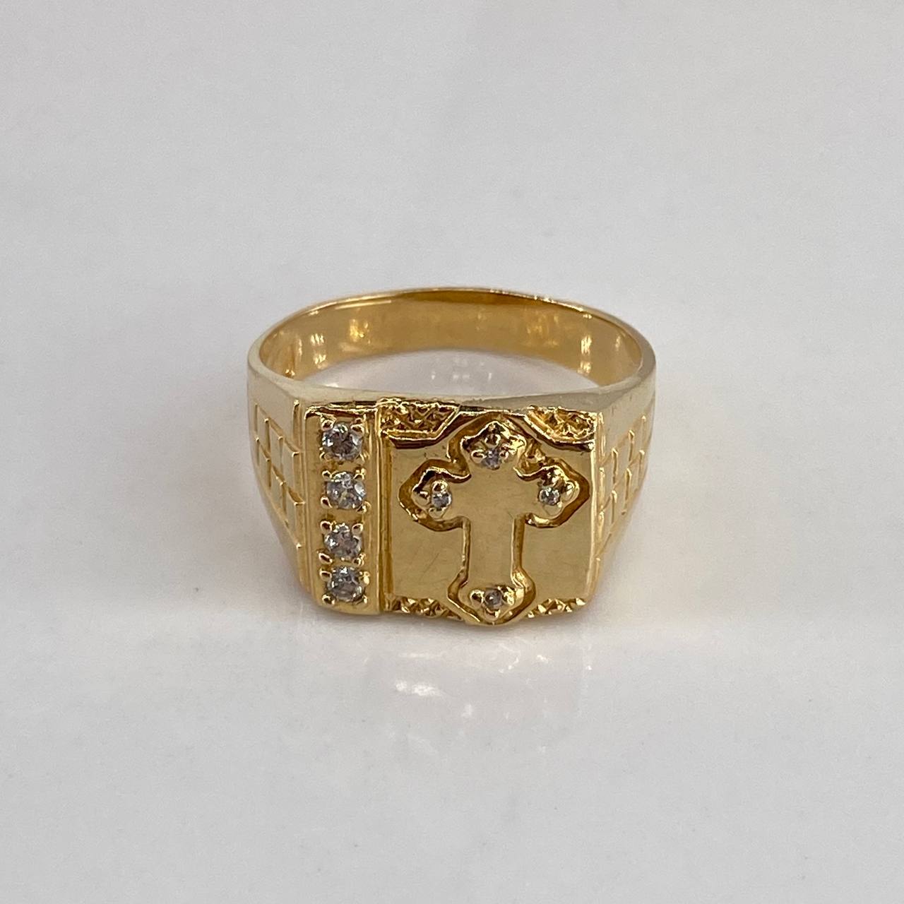 Anillo Cruz Gotica  6.15gr / T11 Circones Blancos  Oro Amarillo$
