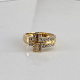 Anillo Cruz 4.6gr / T8 3/4 Circones Blancos Oro Amarillo$