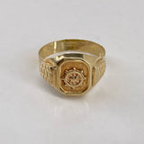 Anillo Sello Timon  3.85gr / 10 3/4 Punteado  Oro Amarillo$