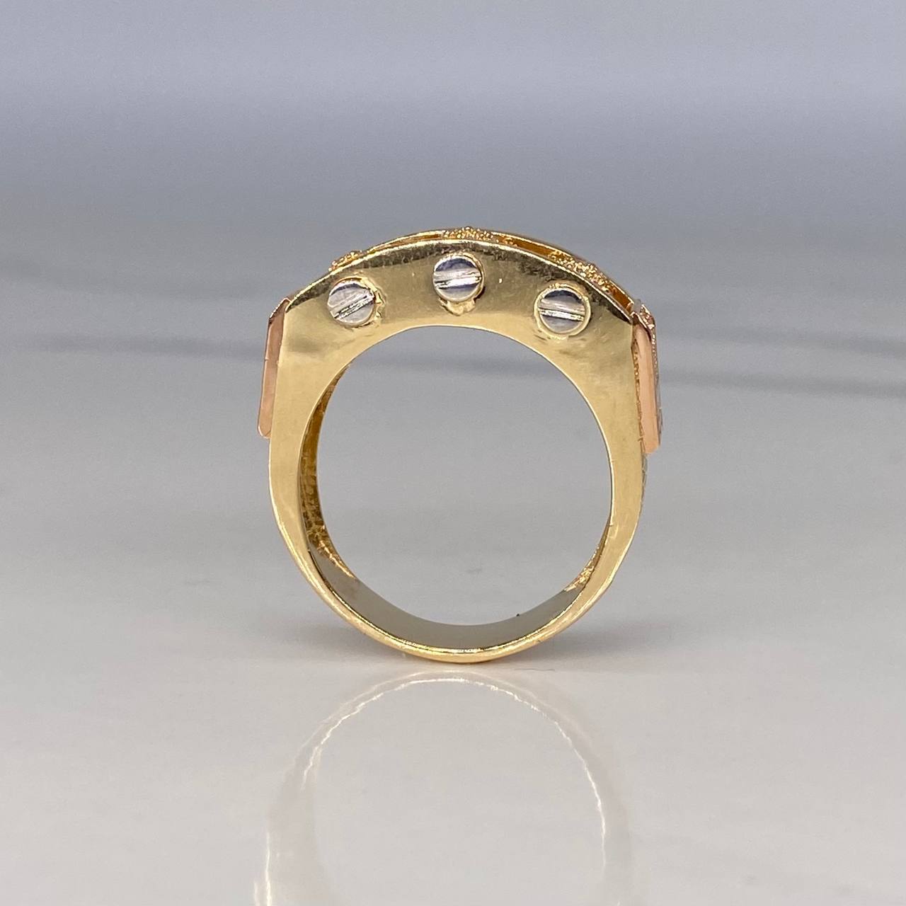 Anillo Bolas de Fuego  12.75gr / T10 1/4 / Dos Oros Amarillo Blanco$