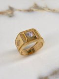 Anillo Rombos  10.05gr / T8 3/4 / Circones Blancos  Oro Amarillo$