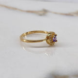 Anillo Halo  2.25gr / T6 1/2 Circones Blancos Morados Oro Amarillo$