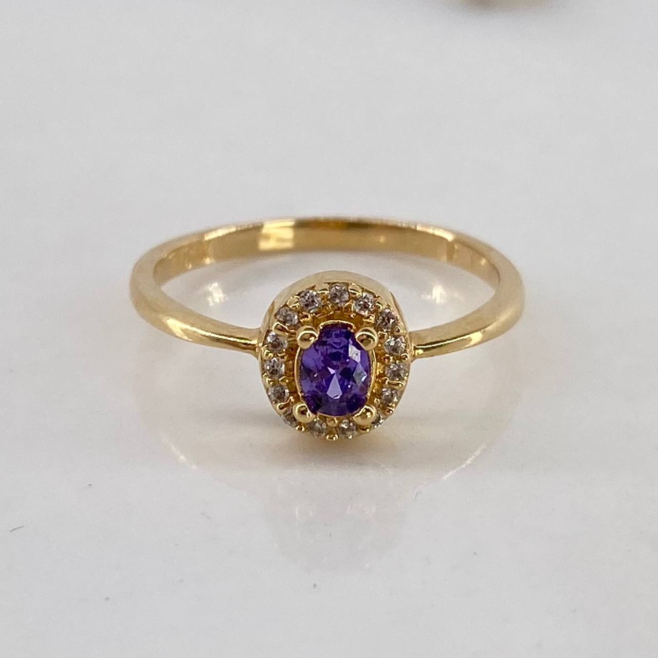 Anillo Halo  2.25gr / T6 1/2 Circones Blancos Morados Oro Amarillo$