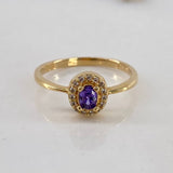 Anillo Halo  2.25gr / T6 1/2 Circones Blancos Morados Oro Amarillo$