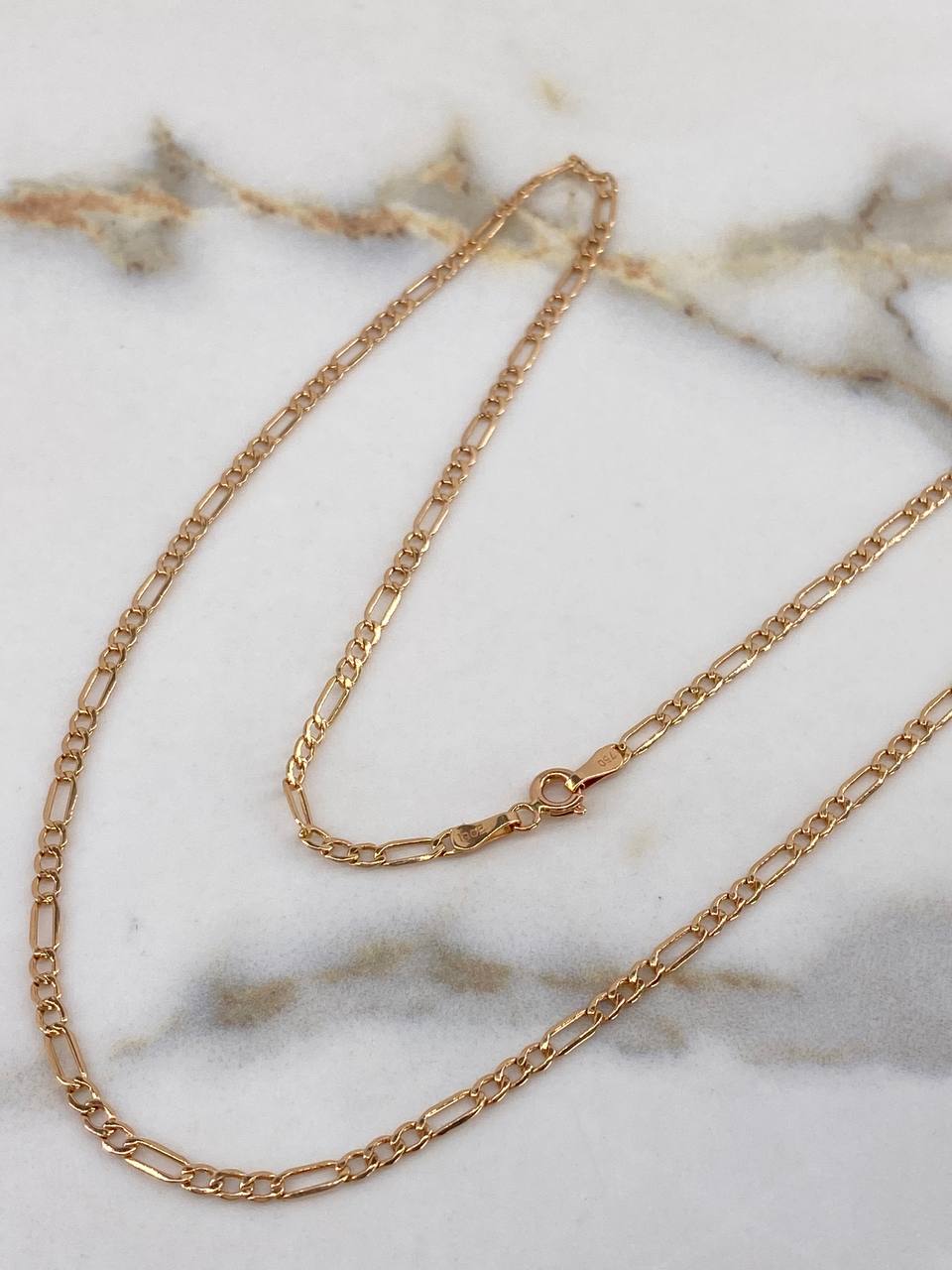 Cadena Figaro 2.6gr / 50cm / 2.4mm Oro Rosa +1 $