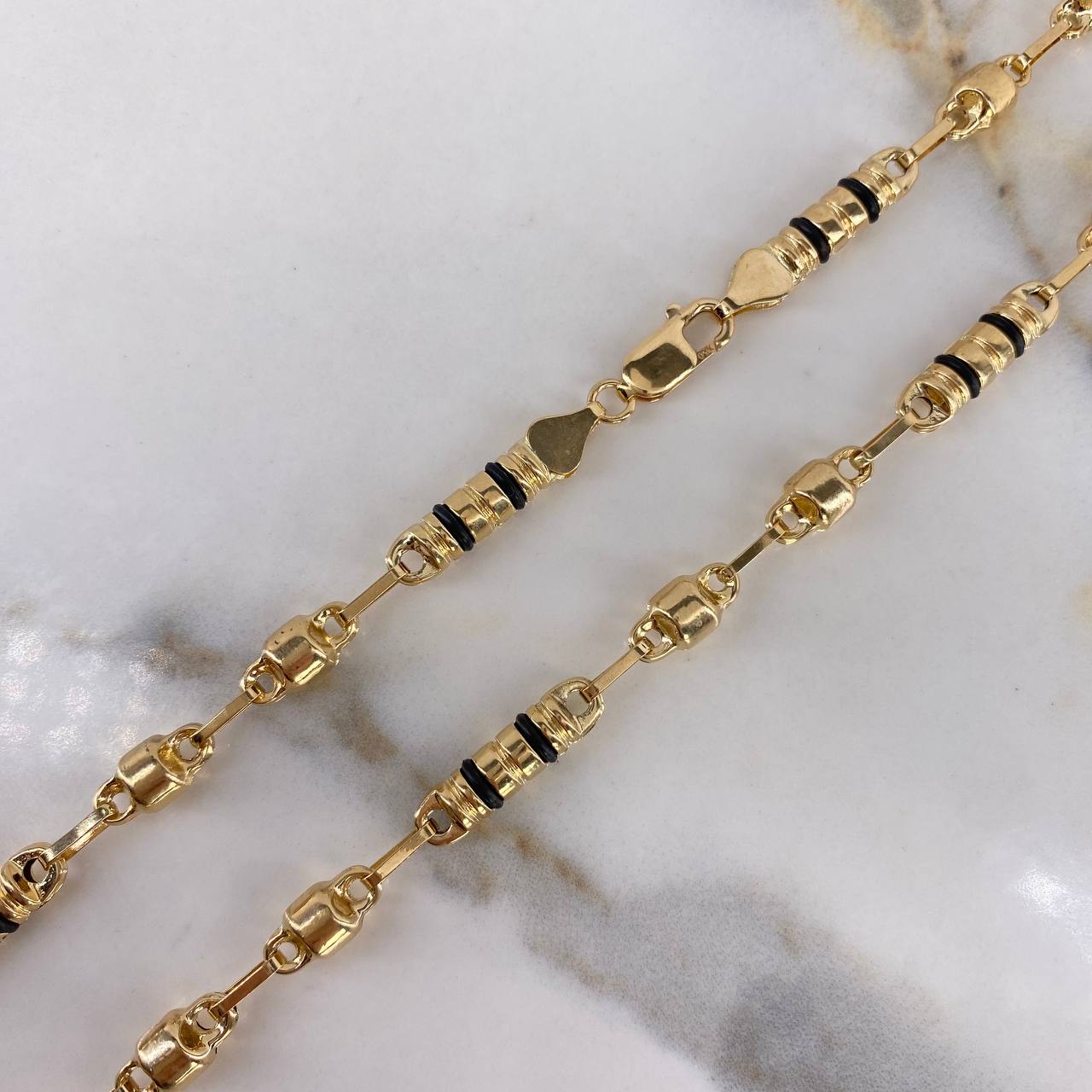 Cadena Rustica  15.05gr / 65cm / 4mm Barril Canotillo Cauchos Oro Amarillo$