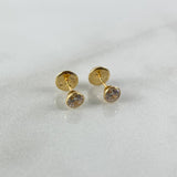 Topos Bisel 0.55gr / 4mm Circon Blanco Oro Amarillo (Joya) ©