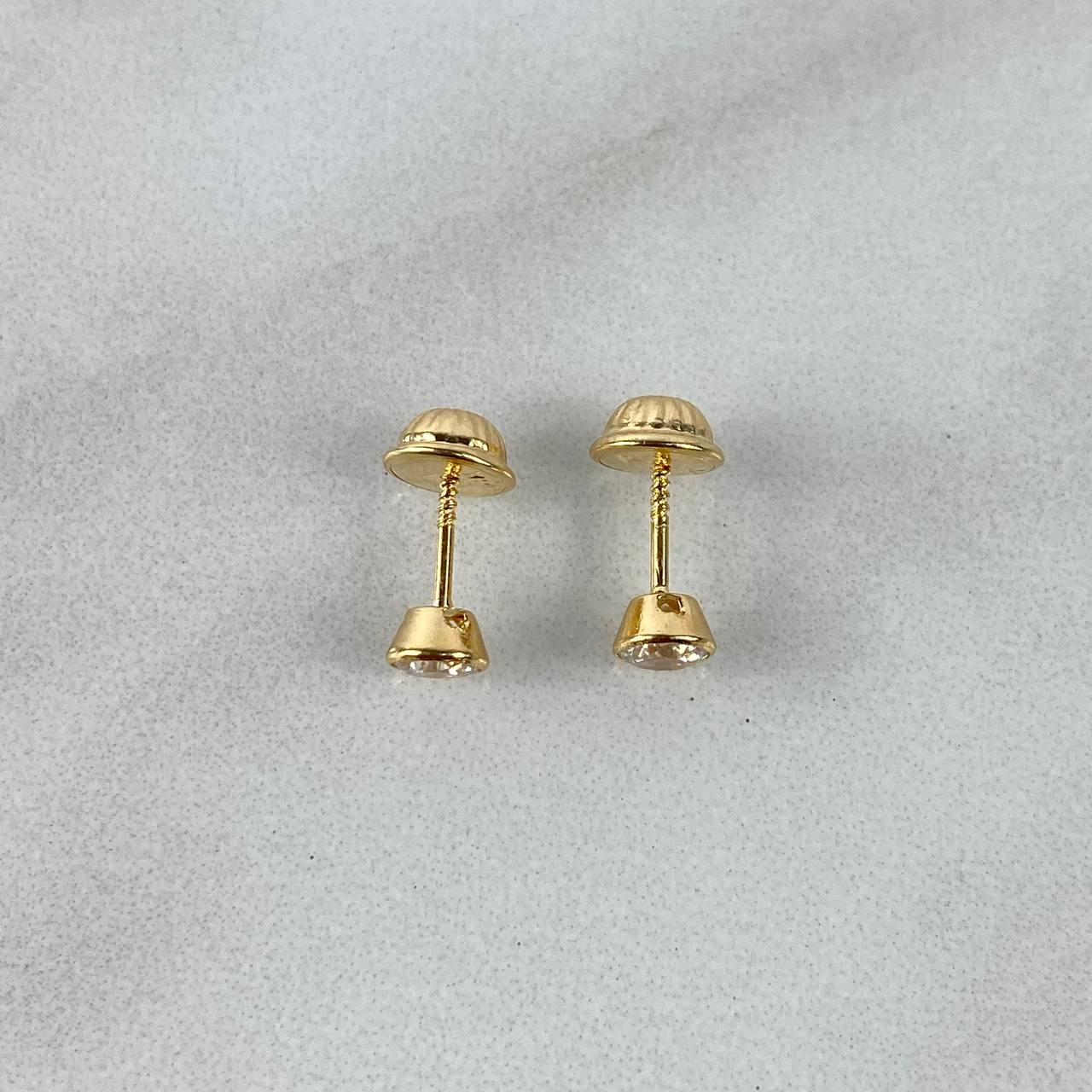 Topos Bisel 0.55gr / 4mm Circon Blanco Oro Amarillo (Joya) ©