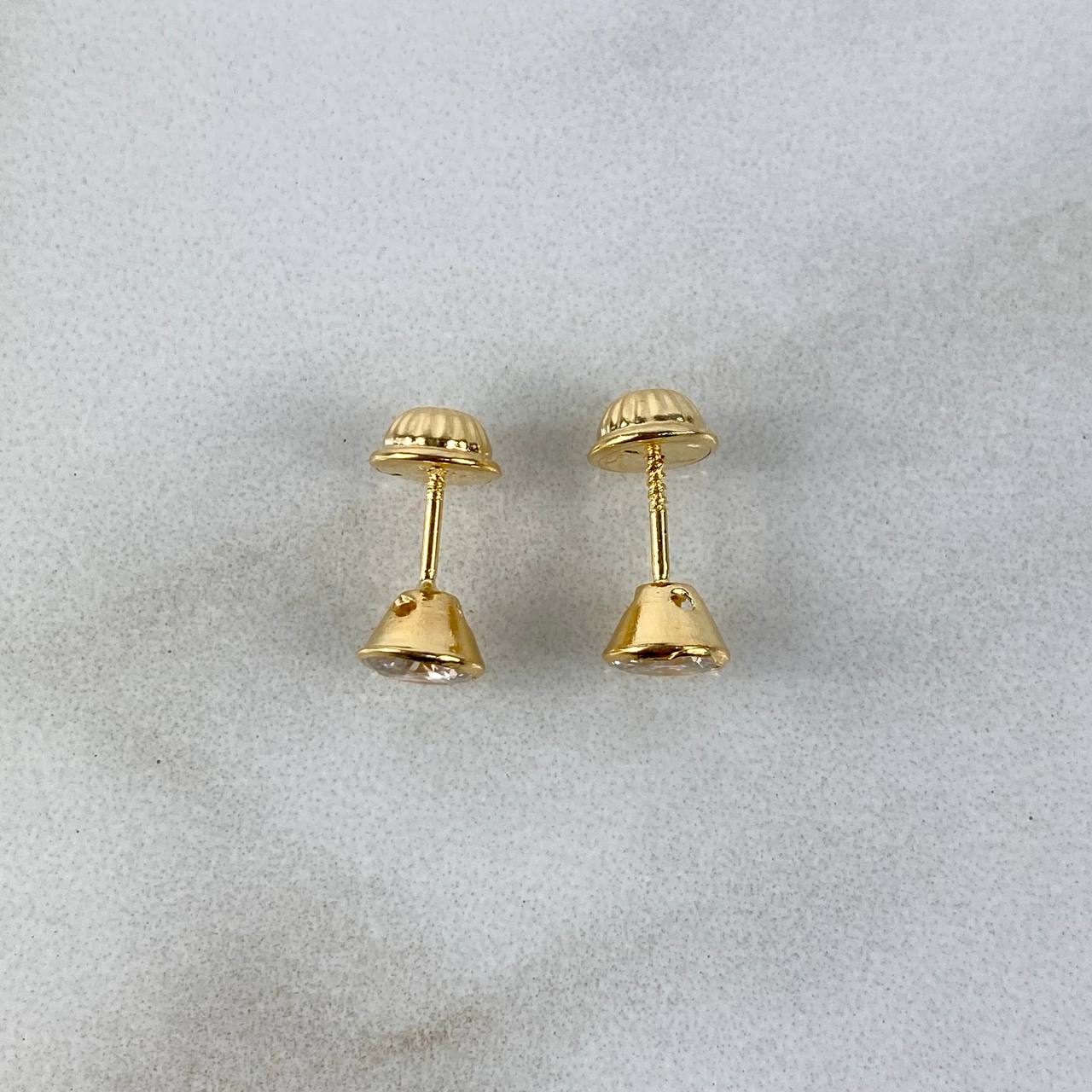 Topos Bisel 0.75gr / 5mm Circon Blanco Oro Amarillo (Joya) ©