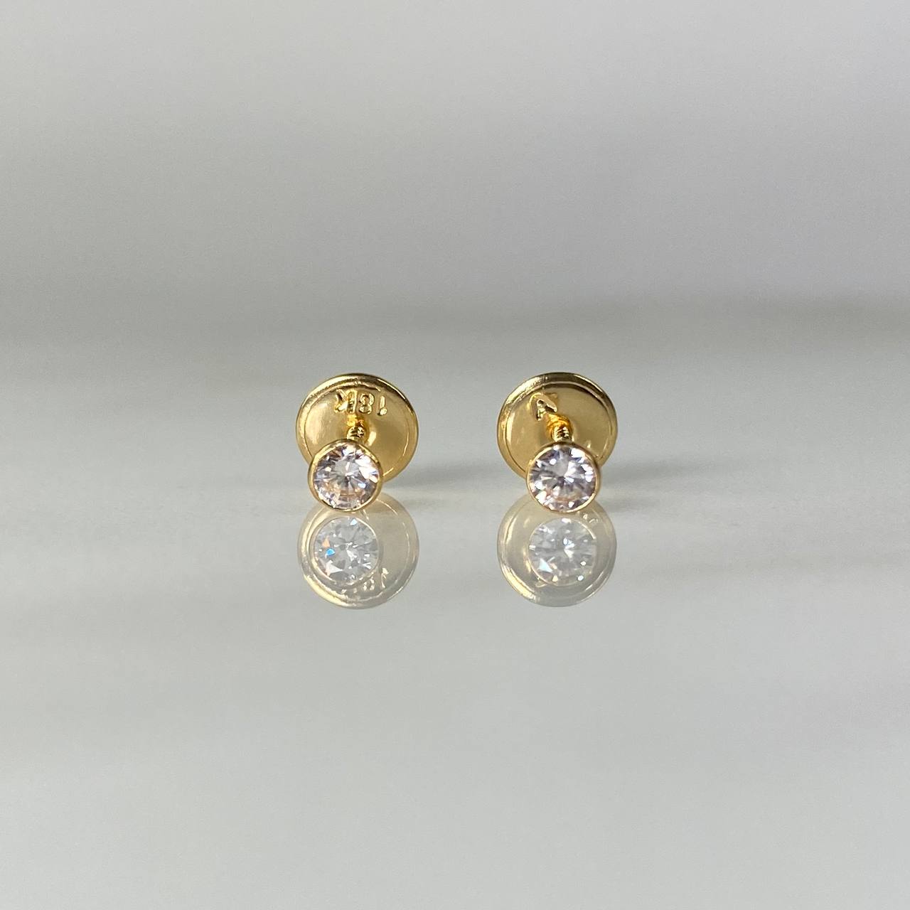 Topos Bisel 0.45gr / 3mm Circon Blanco Oro Amarillo (Joya) ©