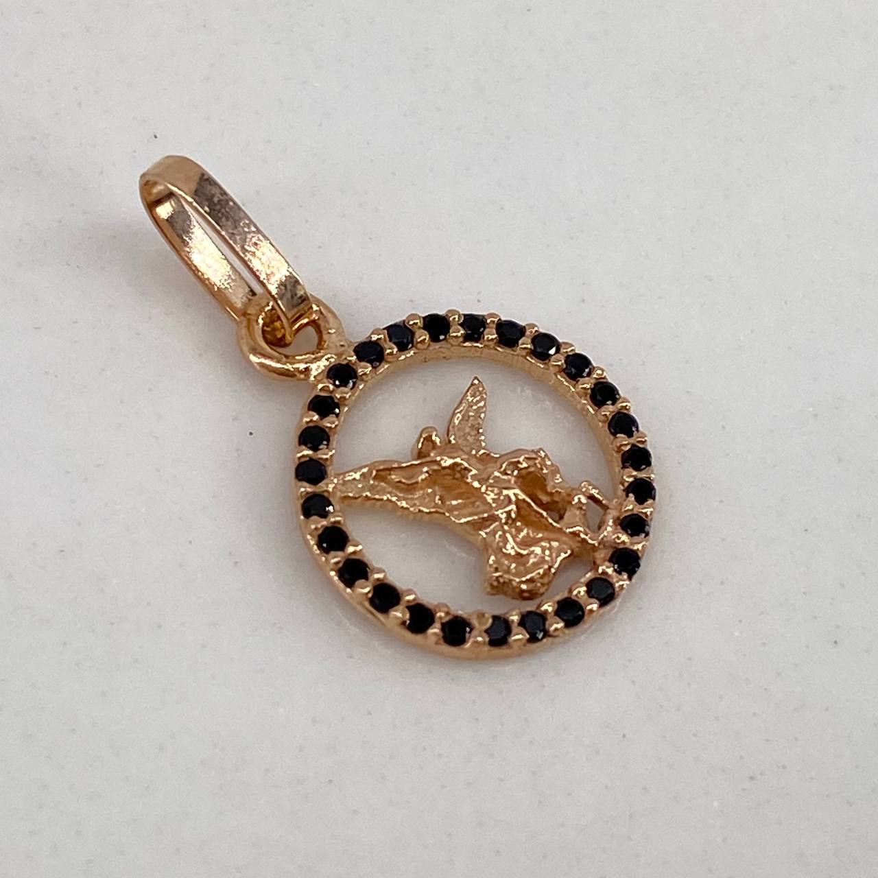 Dije San Miguel Arcángel 0.55gr / 1.5cm / Circones Negros Oro Rosa$