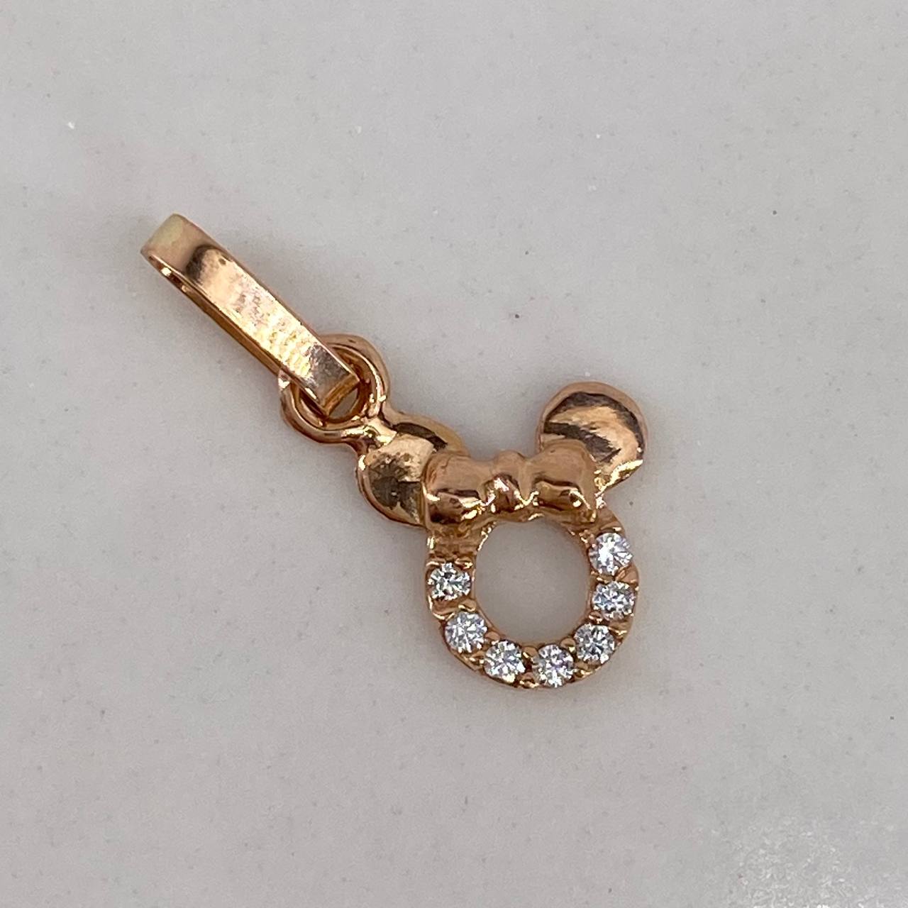 Dije Raton 0.35gr / 1.5cm / Circones Blancos  Oro Rosa$