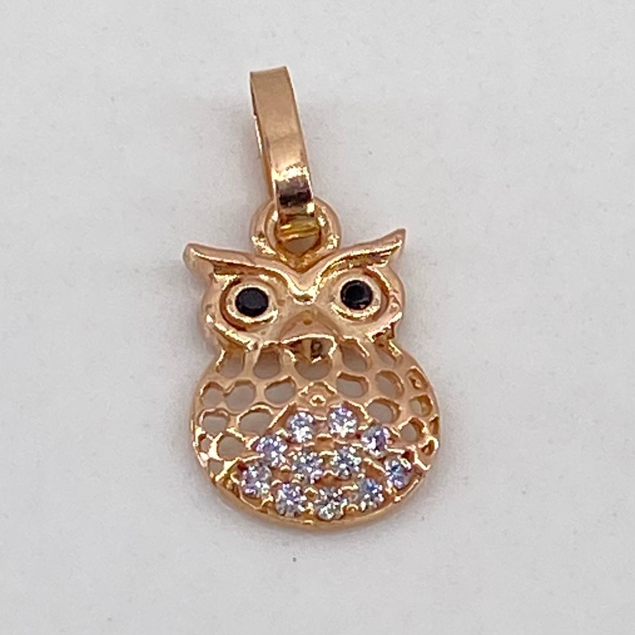 Dije Buho  0.5gr / 1.5cm / Circones Blancos Negros  Oro Rosa$