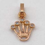 Dije Corona RX 0.4gr / 1.5cm / Circones Blancos  Oro Rosa$