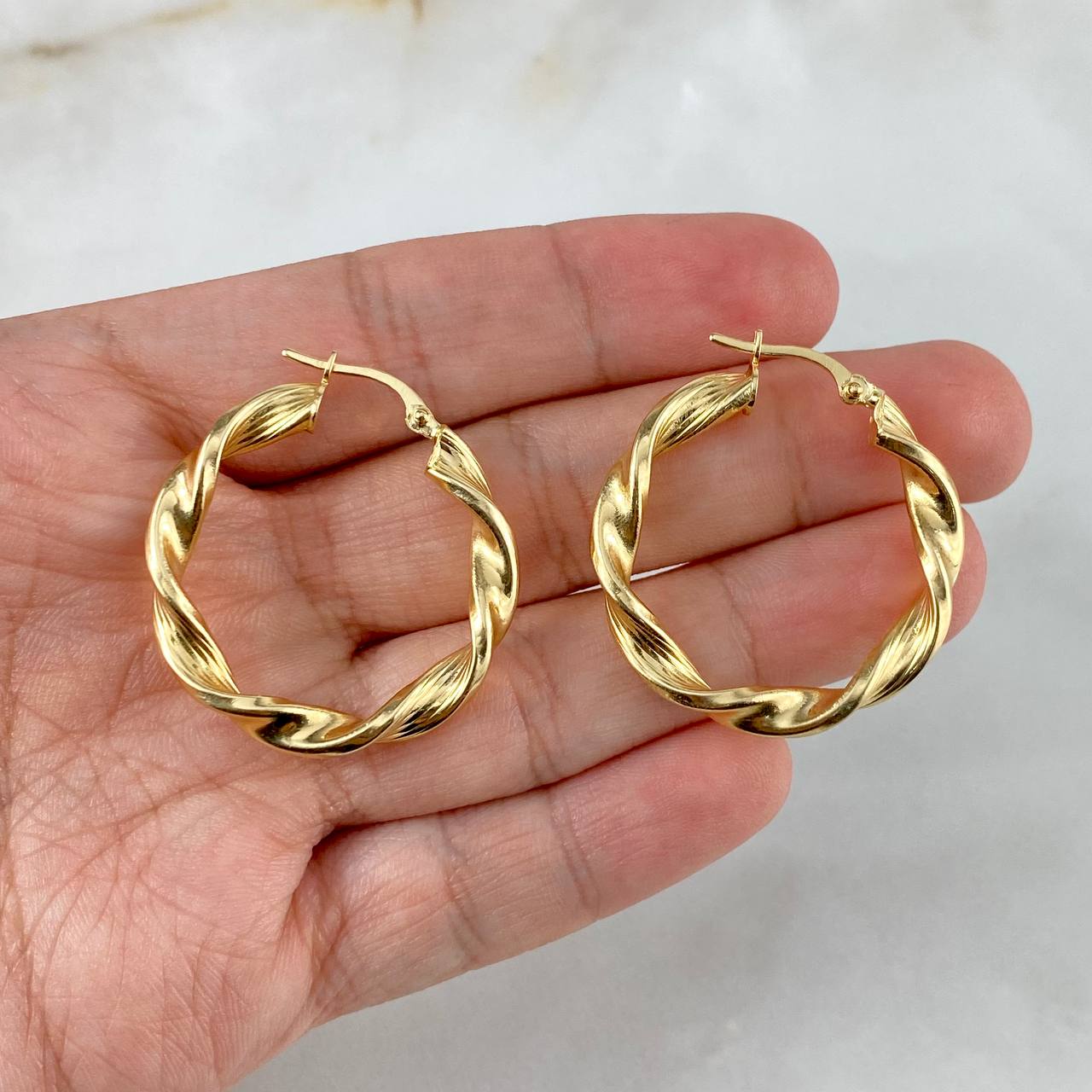 Candongas Nico 4gr / 3cm / Rayadas Entorchadas Oro Amarillo