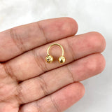 Piercing Nariz U 0.8gr / 1cm / 4.5mm Bolas Lisas Diamantadas Oro Amarillo (Joya)