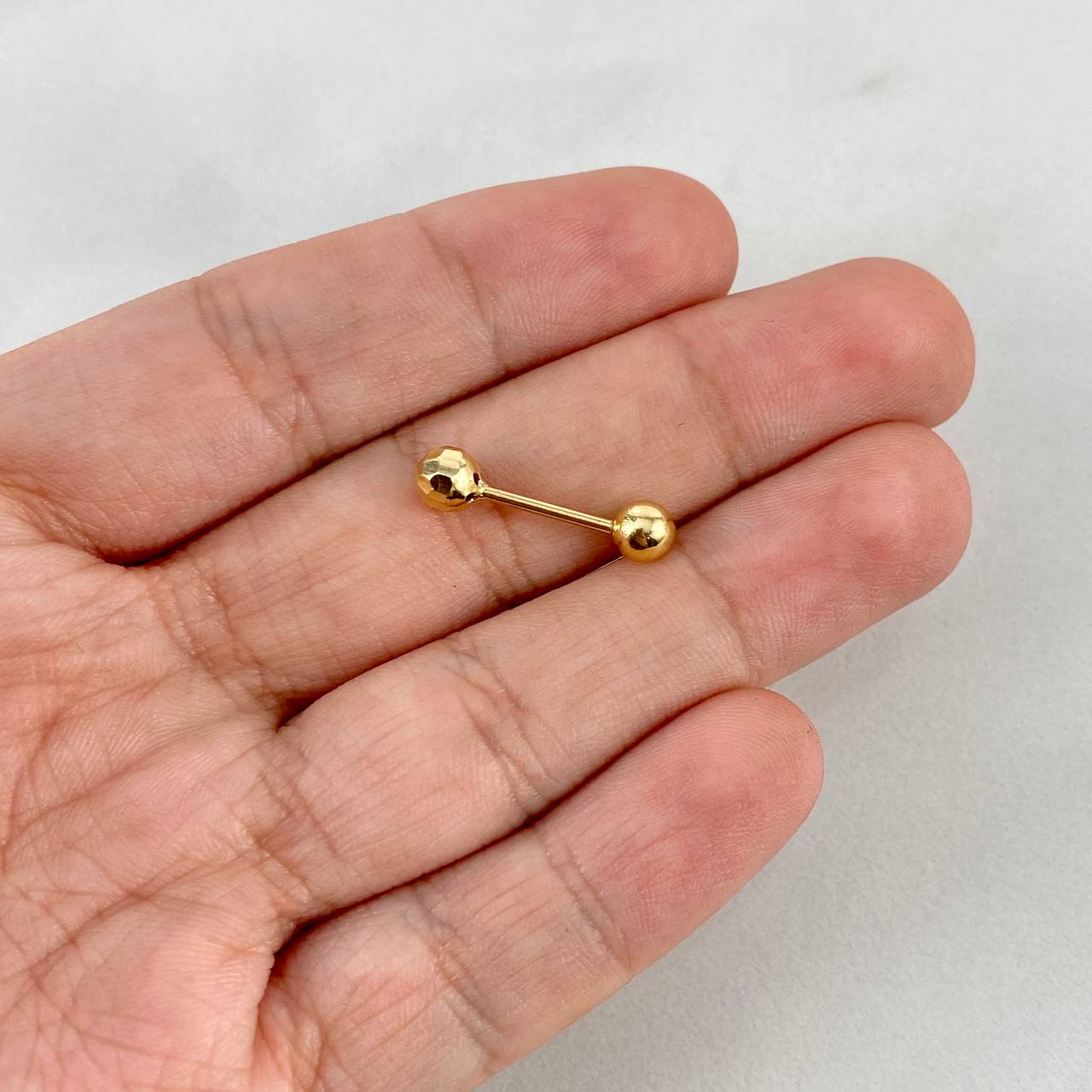 Piercing Ombligo Lineal 0.7gr / 1cm / 4.5mm Bolas Lisas Diamantadas Oro Amarillo (Joya)