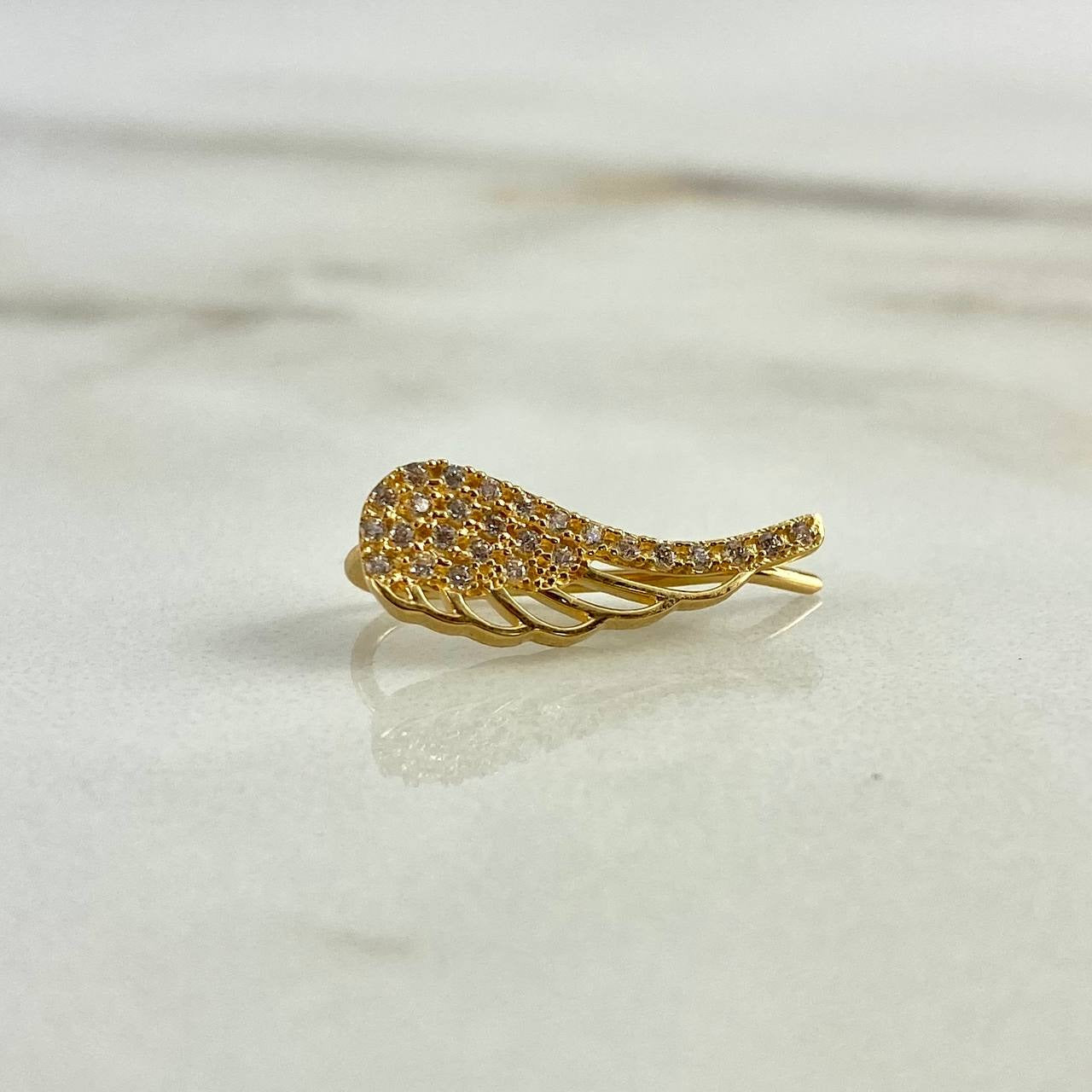 Piercing Simulador Ala Izquierda 1.25gr / 1.8cm / Circones Blancos Oro Amarillo (Joya)