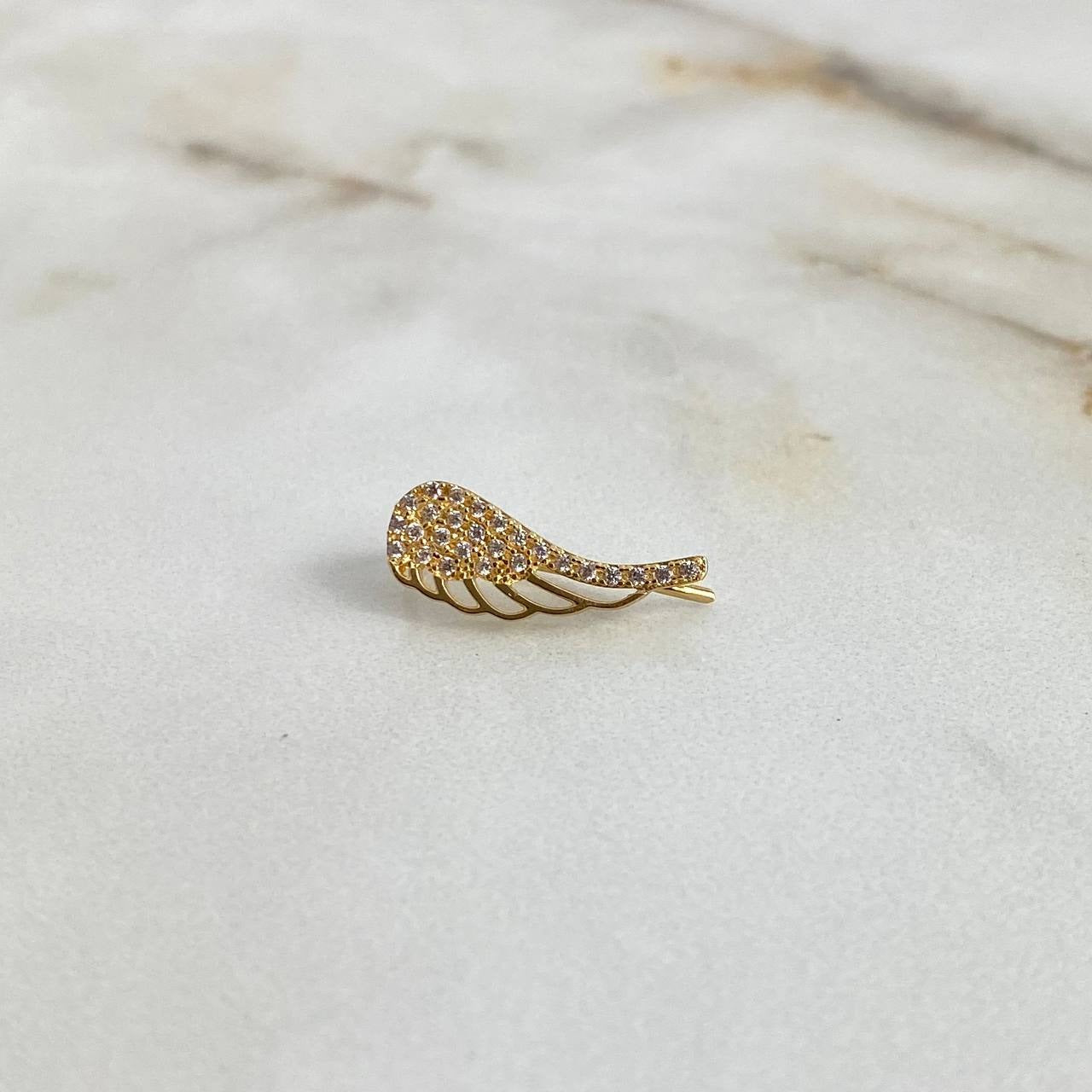 Piercing Simulador Ala Izquierda 1.25gr / 1.8cm / Circones Blancos Oro Amarillo (Joya)