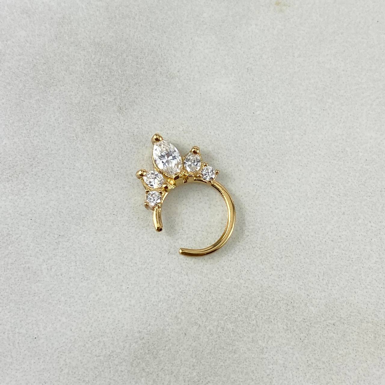 Piercing Aro Tiara Simulador 0.8gr / 1cm / Circones Blancos Oro Amarillo (Joya) ©