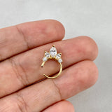 Piercing Aro Tiara Simulador 0.8gr / 1cm / Circones Blancos Oro Amarillo (Joya) ©