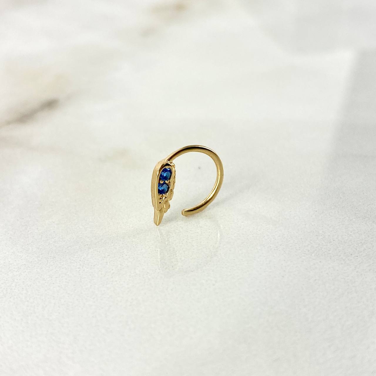Piercing Aro Ala 0.7gr / 1cm / Circones Azules Oro Amarillo (Joya)