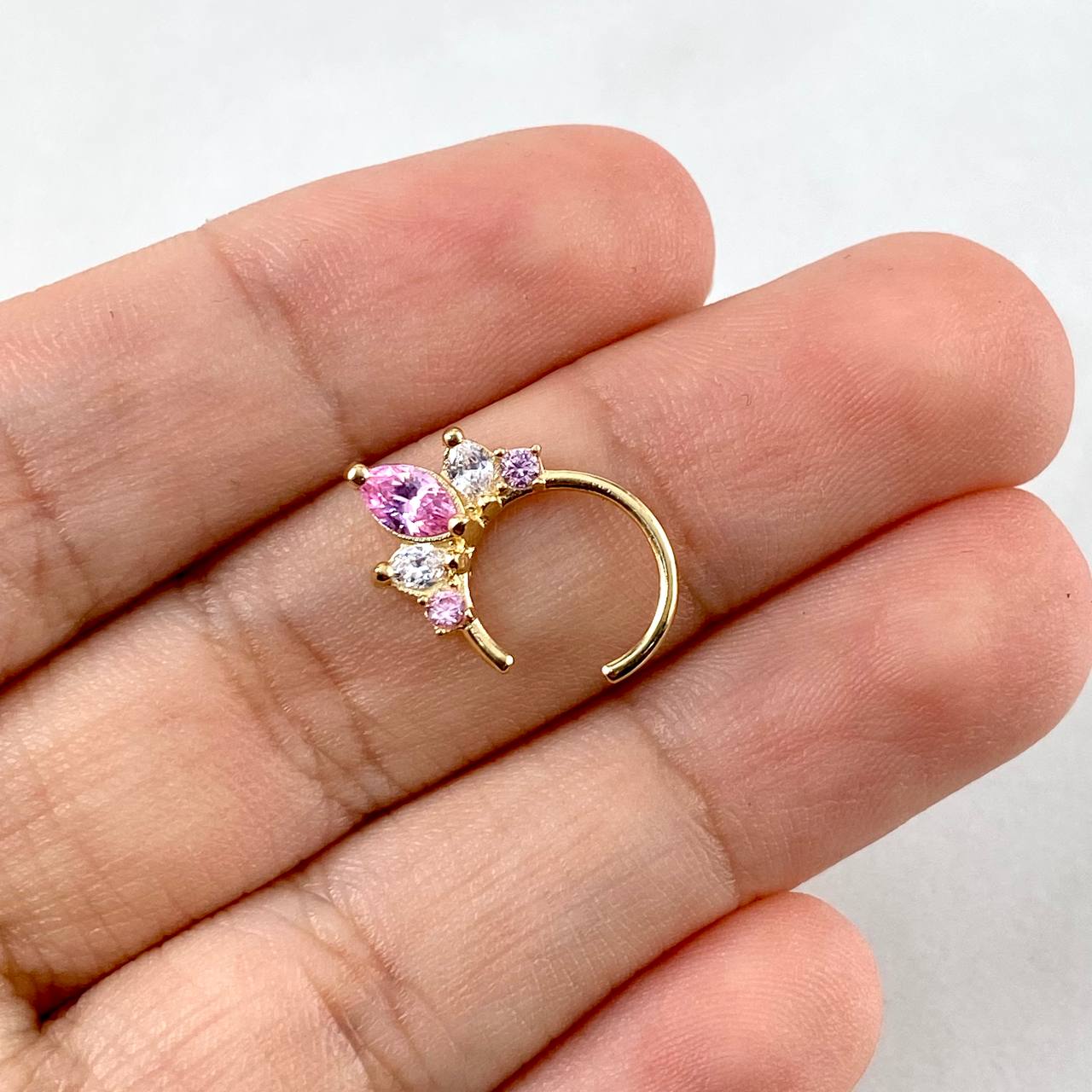 Piercing Aro Tiara Simulador 0.8gr / 1cm / Circones Rosas Blancos Oro Amarillo (Joya) ©