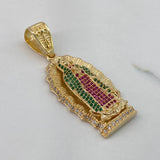 Dije Virgen de Guadalupe 11.05gr / 5cm / Circones Blancos Verdes Fucsia Oro Amarillo$