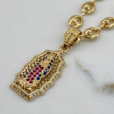 Dije Virgen de Guadalupe 3.55gr / 3cm / Circones Blancos Azules Fusias Oro Amarillo$