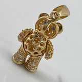 Dije Oso Articulado  4.3gr / 2.5cm / Circones Blancos Azules Corbatin  Oro Amarillo$