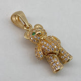 Dije Oso Articulado  4.2gr / 2.5cm / Circones Blancos Verdes Corbata  Oro Amarillo$