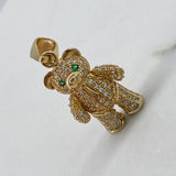 Dije Oso Articulado  4.2gr / 2.5cm / Circones Blancos Verdes Corbata  Oro Amarillo$