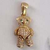 Dije Oso Articulado  4.25gr / 2.5cm / Circones Blancos Verdes Bufanda  Oro Amarillo$