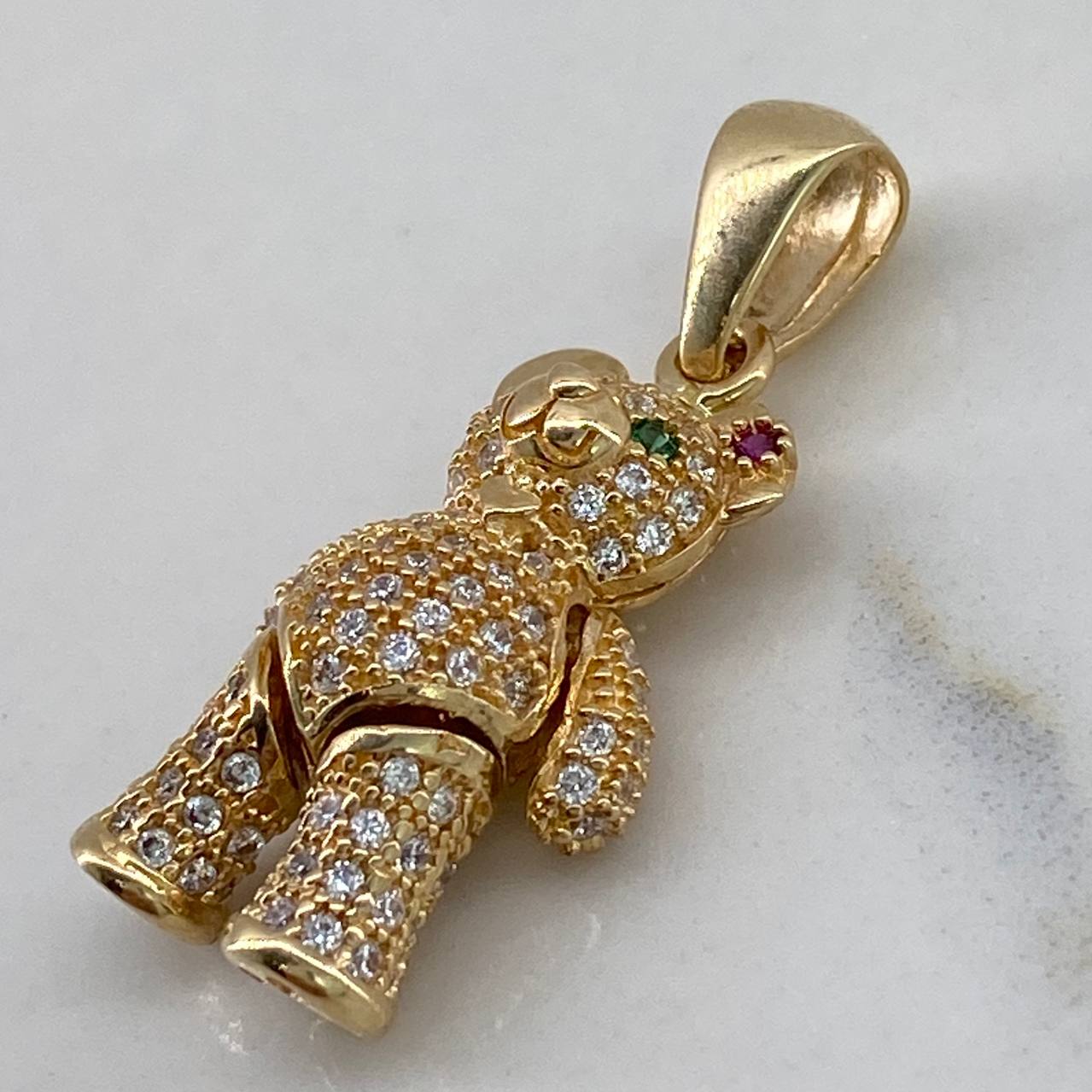 Dije Oso Articulado  4.3gr / 2.5cm / Circones Blancos Verdes Fucsia Corazon  Oro Amarillo$