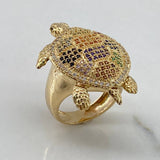 Anillo Tortuga  12.75gr / T7 3/4 / Circones Colores  Oro Amarillo$