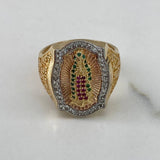 Anillo Virgen de Guadalupe 11.8gr / T10 3/4 / Circones Blancos Verdes Fucsia Oro Amarillo$