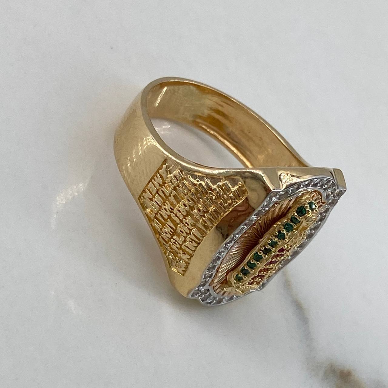 Anillo Virgen de Guadalupe 11.8gr / T10 3/4 / Circones Blancos Verdes Fucsia Oro Amarillo$