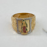 Anillo Virgen de Guadalupe 11.2gr / T9 3/4 / Circones Blancos Verdes Fucsia Dos Oros Amarillo Blanco$