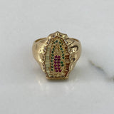 Anillo Virgen de Guadalupe 6.7gr / T8 / Circones Blancos Verdes Fucsia Oro Amarillo$