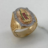 Anillo Virgen de Guadalupe 11.8gr / T10 3/4 / Circones Blancos Verdes Fucsia Oro Amarillo$