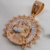Dije Rostro de Cristo 18.15gr / 5cm / Circones Blancos Azules Oro Rosa$