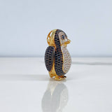 Dije Pingüino Articulado  11.45gr / 3cm / Circones Blancos Negros  Oro Amarillo$