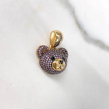 Dije Rostro Oso  5.85gr / 2.5cm / Circones Violetas Negros  Oro Amarillo$